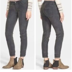 FREE PEOPLE Cotton grey mid-rise ankle woman’s corduroy straight leg pant 28